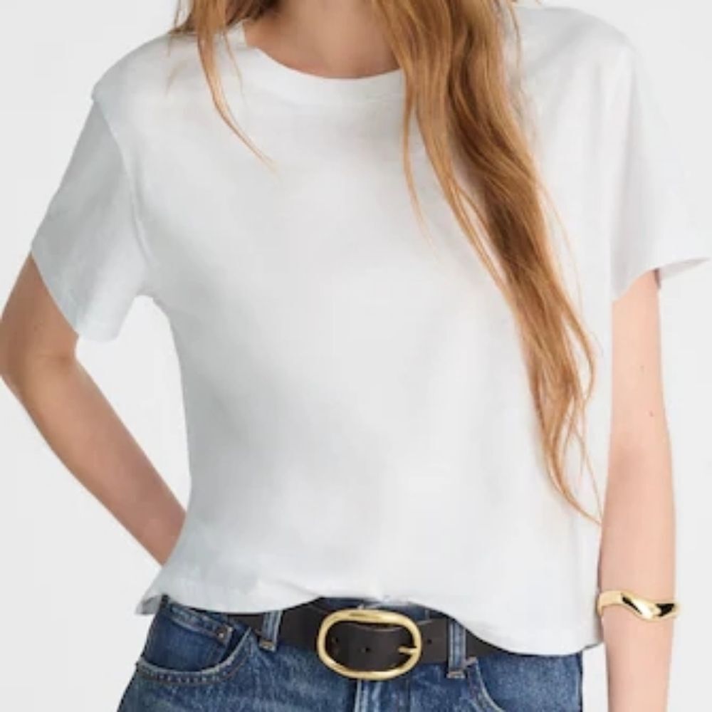 Madewell White Soft Slub Cotton Easy Crop Crewneck Tee T-Shirt XXS 2XS New NWT